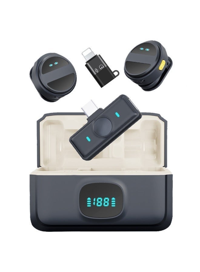 M.A&F's ميكروفون لافاليير لاسلكي لجهاز iPhone/Android، ميكروفونات لابيل مع موصل USB-C، ميكروفون صغير مع إلغاء الضوضاء بتردد 2.4GHz، مع علبة شحن، مدى 300 قدم للبث، الفلوق، تيك توك ويوتيوب - Image 3